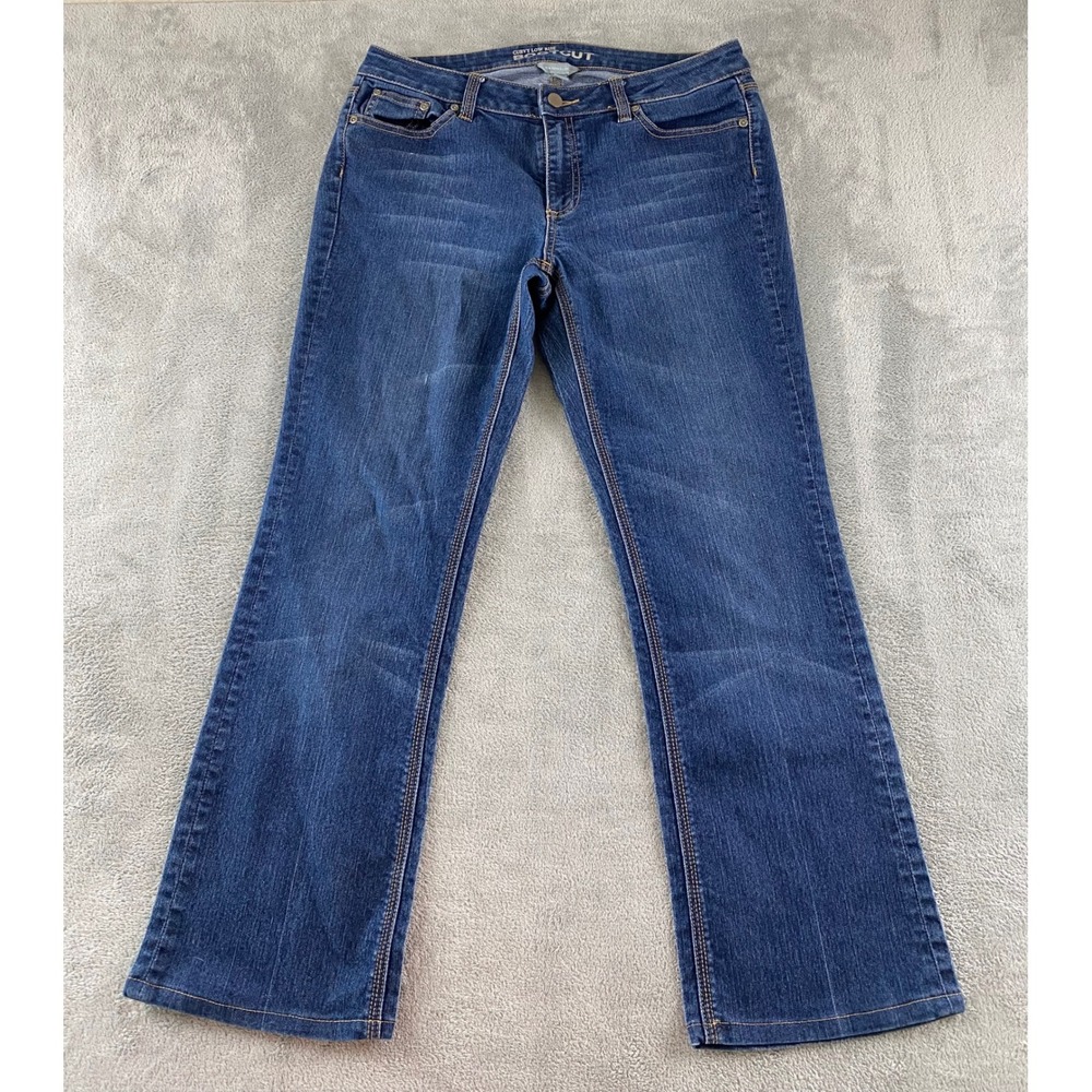 New‎ York & Company Curvy Low Rise Bootcut Jeans Medium Wash Blue Womens 10 Tall